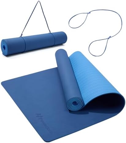 Ewedoos Eco Friendly Yoga Mat Thick TPE Yoga Mat Non Slip Yoga Mats Anti-tear Exercise Workout Mat for Women Men Kids Yoga, Pilates and Fitness