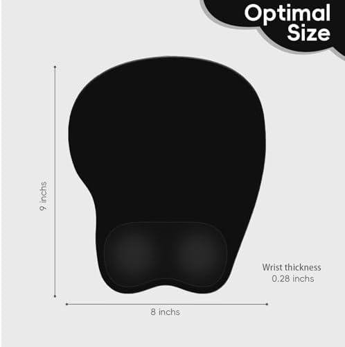 Ergonomic Mouse Pad,Non Slip Mousepad Wrist Rest Support for Office, Computer, Laptop & Mac(A-Black)