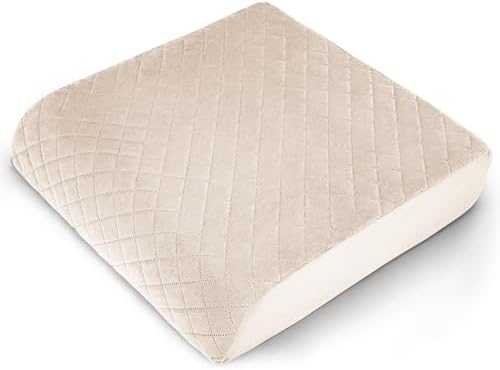 Medium-Soft 20x20x4 Memory Foam Recliner Chair Seat Cushion for Long Sitting - Armchair Pad with Washable Velvety Cover with Waterproof Layer & Non-Slip Base for Seniors & Elderly - Beige