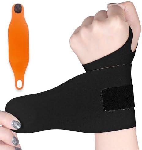 2 Pcs Ultra-Thin Wrist Brace Support for Carpal Tunnel, Pain Relief, Arthritis, Tendonitis, Elastic Wrist Wraps Right and Left Hands - Compression and Support for Fitness Enthusiasts (Black orange)