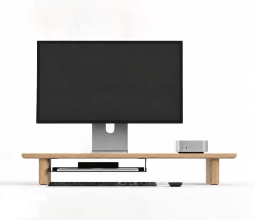 Multi-Purpose Steel Desk Tray - Under Desk Organizer & Monitor Stand Add-on Shelf, Includes Mounting Hardware, Black