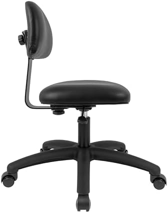FSS Series Square seat (19"-27") seat Height Chair. Vinyl-for Office, Garage, Desk, Shop, Computer, Doctor, Medical, Easy to Clean! NO Footring (Black, Medium, Self Braking Casters)