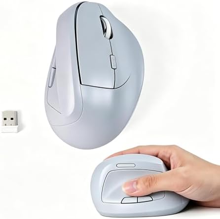 Wireless Ergonomic Vertical Mouse - Silent Clicks, Comfortable Grip & Carpal Tunnel Relief - Ideal for Office Work, Home Use & Multi-Device Compatibility (Blue)