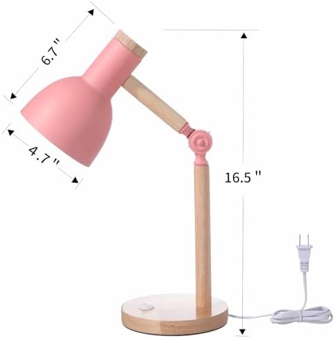 Adjustable Wooden Arm Desk Lamp, Metal Shade Table Lamp