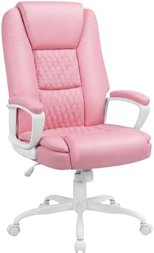 Executive Office Chair, Home Computer Desk Chair, PU Leather, Pink
