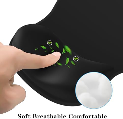 Mouse Pad with Wrist Rest,Ergonomic Mouse Pad with Comfortable Gel Wrist Rest Support and Non-Slip PU Base for Easy Typing Pain Relief, Durable and Washable(Black)