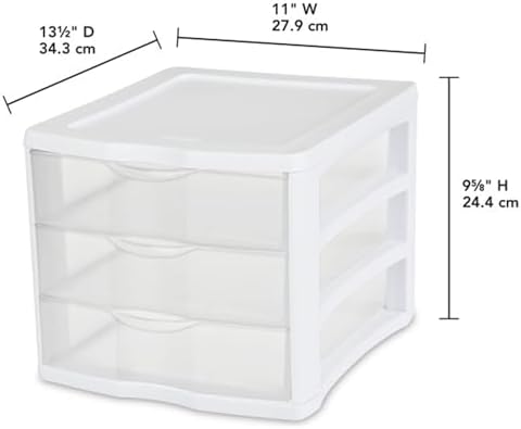 Sterilite Wide 3-Drawer Storage Unit for Bedroom and Dresser, 4-Pack