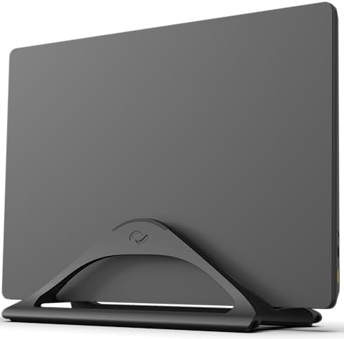 HumanCentric Vertical Laptop Stand for Desks Adjustable Matte Black MacBook
