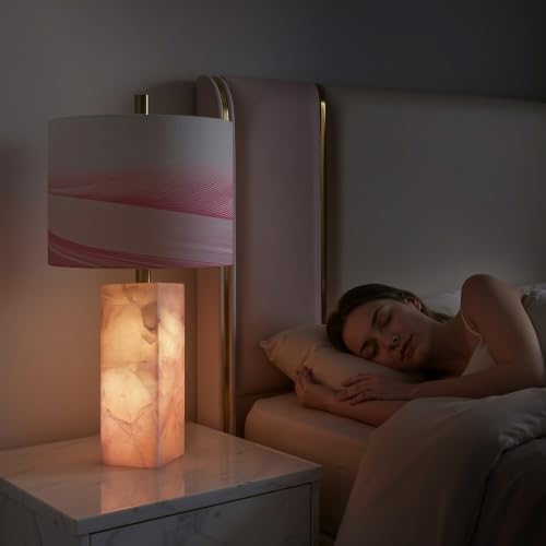 Scenekoy 23" Alabaster Table Lamp Set of 2 with Night Light for Bedroom