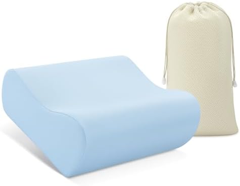 AM AEROMAX Travel Contour Memory Foam Pillow for Neck Pain Relief, Blue