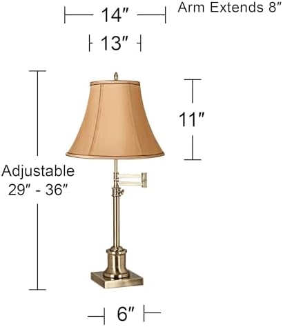 Westbury 36" Gold Large Table Lamp Adjustable Swing Arm Brass Antique