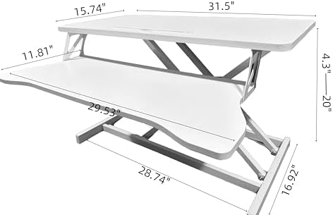 Instant Ergonomic Standing Desk Converter - 32" Wide, No Assembly, Sit-Stand Workstation for Pain Relief & Productivity (White)