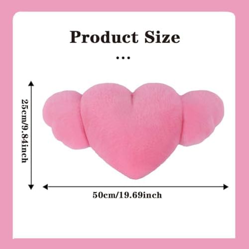 2 Pack Heart Shaped Plush Car Neck Pillows, Soft Pink Headrest Cushion for Driving Travel Office Chair, Cute Car Interior Decor Accessories for Women Girls（Pink）