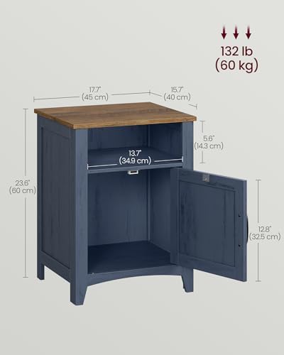 VASAGLE Farmhouse Nightstand with Barn Door, Bedside Table for Bedroom