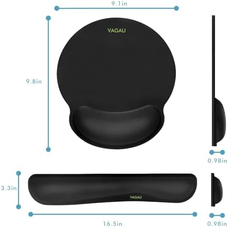 VAGAU Ergonomic Premium Memory Foam Keyboard and Mouse Wrist Rest Pads Set