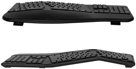 Monoprice Ergonomic Wireless Split 105-Key Keyboard, 2.4GHz Wireless, 13 Multimedia Hotkeys Functions, Auto‑Power Save Mode, Built‑in Wrist Cushion Support