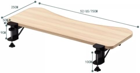 Foldable Desk Extender Tray - Curved Keyboard & Computer Arm Rest Shelf - Elbow Support with C Clamp - Walnut Finish, 20x10in (52x25cm) for Ergonomic Workstation