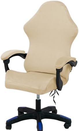 Gaming Chair Cover Set with Armrest Covers, Velvet Stretch Slipcover 1-Piece Form Fit Cover & Chair Armres Covers Included（no Chair） (Cream)