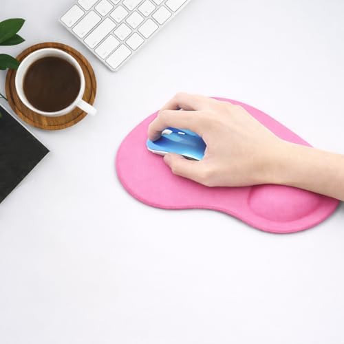 Ergonomic Mouse Pad with Wrist Rest, Gel Wrist Support Mousepad, Pain Relief Laptop Computer Mouse Pad, Non-Slip Mouse Pads for Home & Office (Pink, Regular)