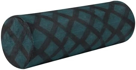 Bolster Pillow for Bed Small Neck Roll Pillow Round Pillow Throw Cylinder Throw Pillow Sleep Posture Support Argyle Plaid Darkturquoise