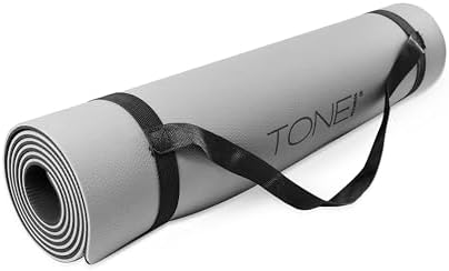 TONE Fitness 1/4" Yoga Mat, Non-Slip Exercise & Pilates Mat with Strap