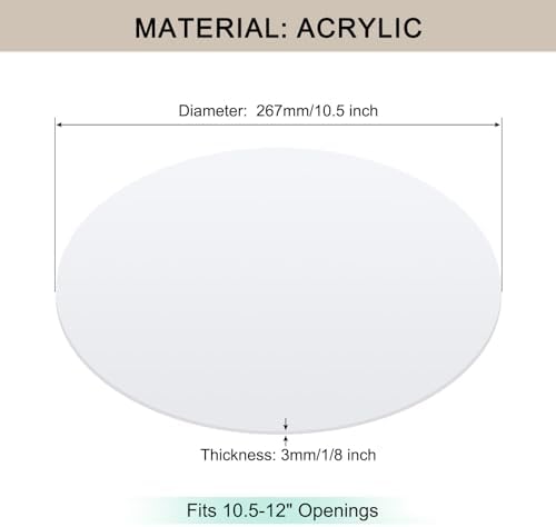 Lampshade Diffuser, 10.5" Diameter Round Diffuser Lamp Shade for Drum Style Lampshades Pendants Softening Light, DIY Light Fits 11-13" Openings, Frosted White Acrylic