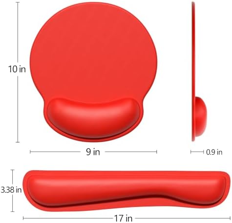 Dapesuom Keyboard Wrist Rest and Mouse Pad with Wrist Support, Cute Memory Foam Cushion for Keyboard and Mouse Set, Ergonomic Desktop Pad Rests with Non Slip Base for Easy Typing & Pain Relief, Red