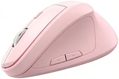 Ergonomic Vertical Mouse Wireless, Rechargeable Ergo Mouse for Carpal Tunnel Relief, 3200DPI Adjustable, 6 Buttons for PC/Laptop/Mac/Windows (Soft Pink)