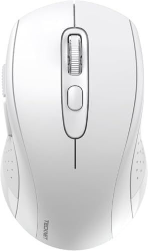 TECKNET 2-in-1 Bluetooth Mouse (BT 5.0/3.0+2.4Ghz), 6-Level 4000 DPI White