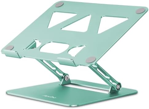 Aoviho Adjustable Laptop Stand for Desk,Portable Laptop Stand Holder and Riser,Foldable Aluminum Notebook Computer Stands for MacBook Air Pro HP Lenovo Dell Samsung, 10-15.6 inch (Fresh Green)