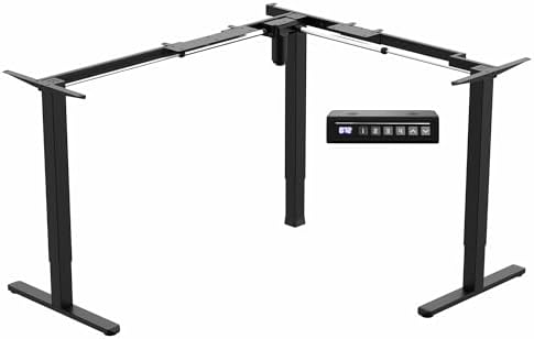 VIVO Black Electric Corner 3 Leg Standing Desk Frame, DESK-E355B