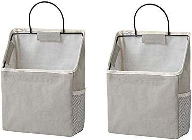 Wall-Hanging Storage Bags, Desktop Organizer Basket Cotton Linen Hanging Storage Basket for Kitchen,Bderoom,Living Room (#2 Grey)