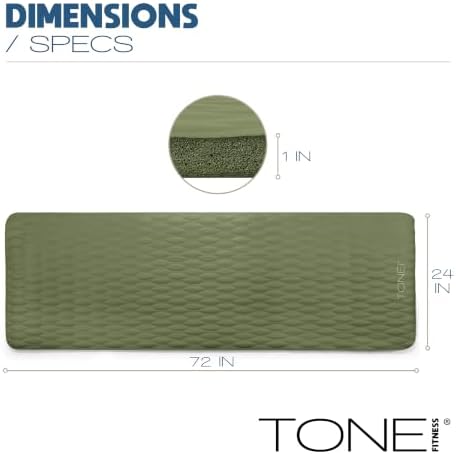 Tone Fitness 1" Extra Thick Yoga Mat, Exercise & Pilates Mat with Strap