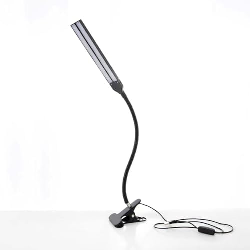 LED Desk Lamp with Double Heads for Eye Care and Dimming Options for Student and Office Use Adjustable Lamp with USB Power Supply (Black)
