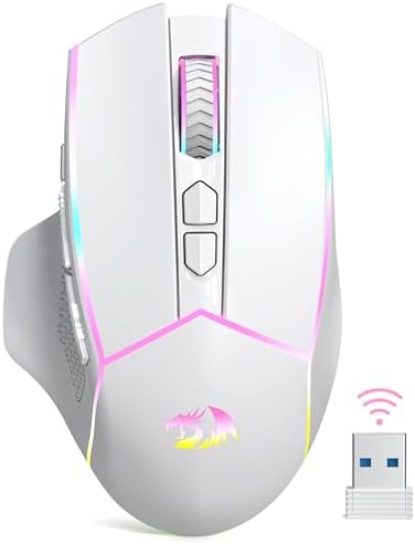 Redragon Wireless Gaming Mouse, Tri-Mode 2.4G/Bluetooth/USB-C, 7 Programmable Buttons, Tactile Rapid Fire Key, 24000 DPI RGB Ergonomic Mouse for PC Windows Gaming & Work, M814W