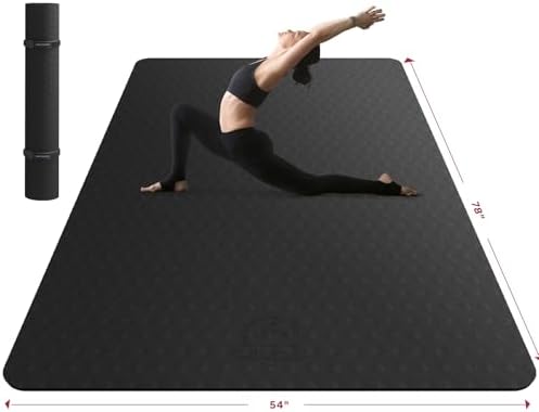 HAPBEAR Extra Large Yoga Mat - 72"x48"x6mm (1/4 inch), Non-Slip, Durable, Thick Wide Exercise Mat for Home Workouts, Yoga, Pilates, Stretching and Cardio Workouts