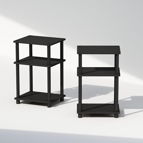 Furinno JUST Set of 2 Toolless 3-Tier Night Stand, Americano