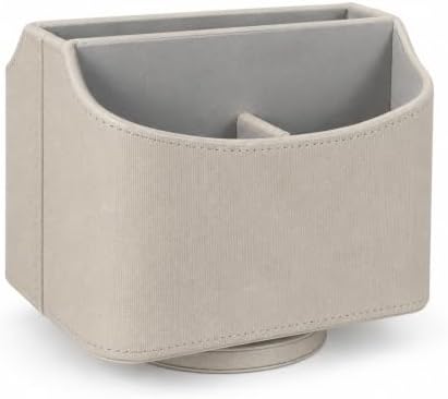 UnionBasic Rotating Desk Organizer, 360 Desk Spinning Caddy, Desktop TV Guide/Mail/Media/Remote Controller Holder Organizer, Beige