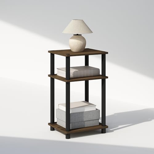Furinno JUST Toolless 3-Tier Night Stand, Open Storage, Columbia Walnut