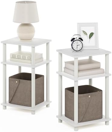 Furinno JUST Set of 2 Toolless 3-Tier Night Stand, White
