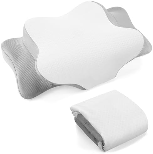 HunnmingRe Pillow Case for Cervical Neck, White,Gray, Queen Size