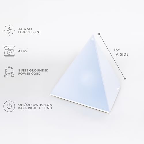 Northern Light Technologies Luxor - 10000 Lux Light Therapy Lamp - Full Spectrum Pyramid LED Lightbox Therapy Light for Natural Mood and Energy Enhancement, Sunlight Desk Lamp, White