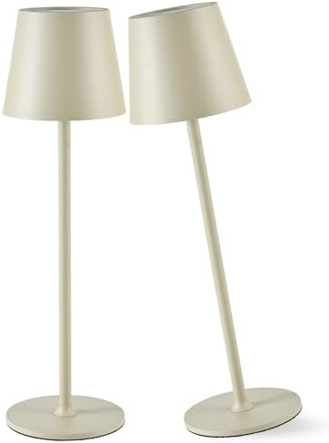 IMQSQIK 2 Pack Cordless Table Lamp, 5000mAh Portable Rechargeable LED Desk Lamp, 3 Color Modes Stepless Dimming Table Light with Memory Function, for Dinner, Patio, Home, Restaurant.