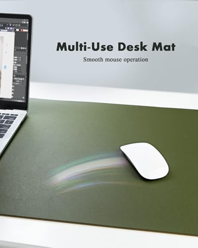 YSAGi Double-Sided Desk Pad, 31.5"x15.7"Leather Desk Mat, Eco Cork Desk Pad Protector,Large Mouse Pad,Waterproof Desk Blotter for Office/Home(Olive Green)