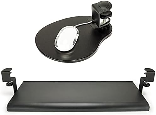 MAX SMART Ergonomic Clip On Mouse Pad and Small Clamp On Keyboard Tray