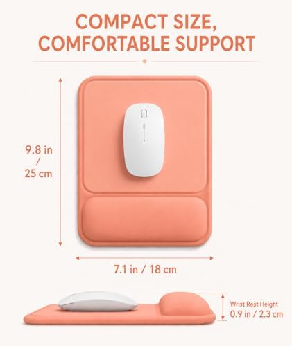 eulps Ergonomic Mouse Pad with Wrist Rest, Gel Mousepad with Soft Wrist Support, Non-Slip PU Base, Smooth Surface Mouse Pad for Wrist Pain Relief, Computer Laptop Office Home & Gaming (Orange)