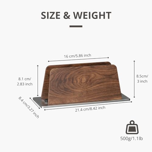 muso wood Walnut Single Slot Vertical Laptop Stand with Adjustable Dock