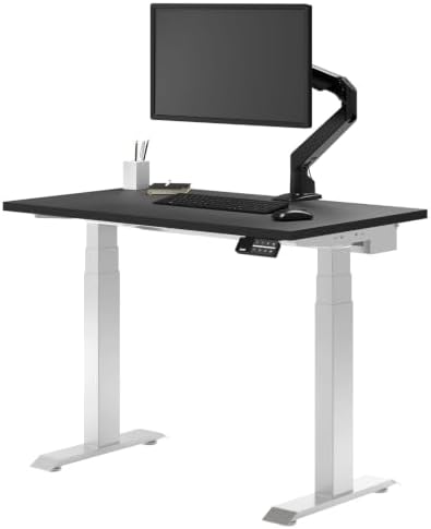 Desky Dual Mini Sit Stand Desk Black 32" Grommets White