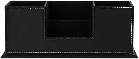 KINGFOM™ Double Holder Leather Multi-Function Desk Stationery Organizer Pen Pencil Holder Black
