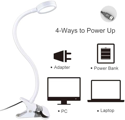 LEPOWER Clip on Light, Book Reading Lamp for Desk, Bed Headboard and Dorm